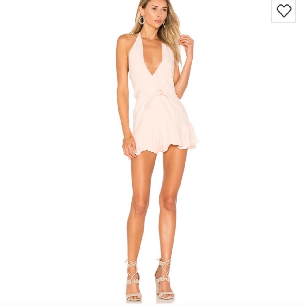 Lioness All Summer Long Romper in Pink Linen